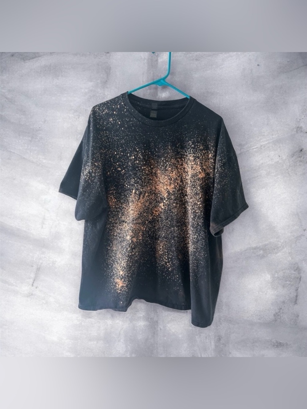 Gildan Heavy Cotton 2XL Black Bleach Dyed Graphic Style T Shirt Upcycled